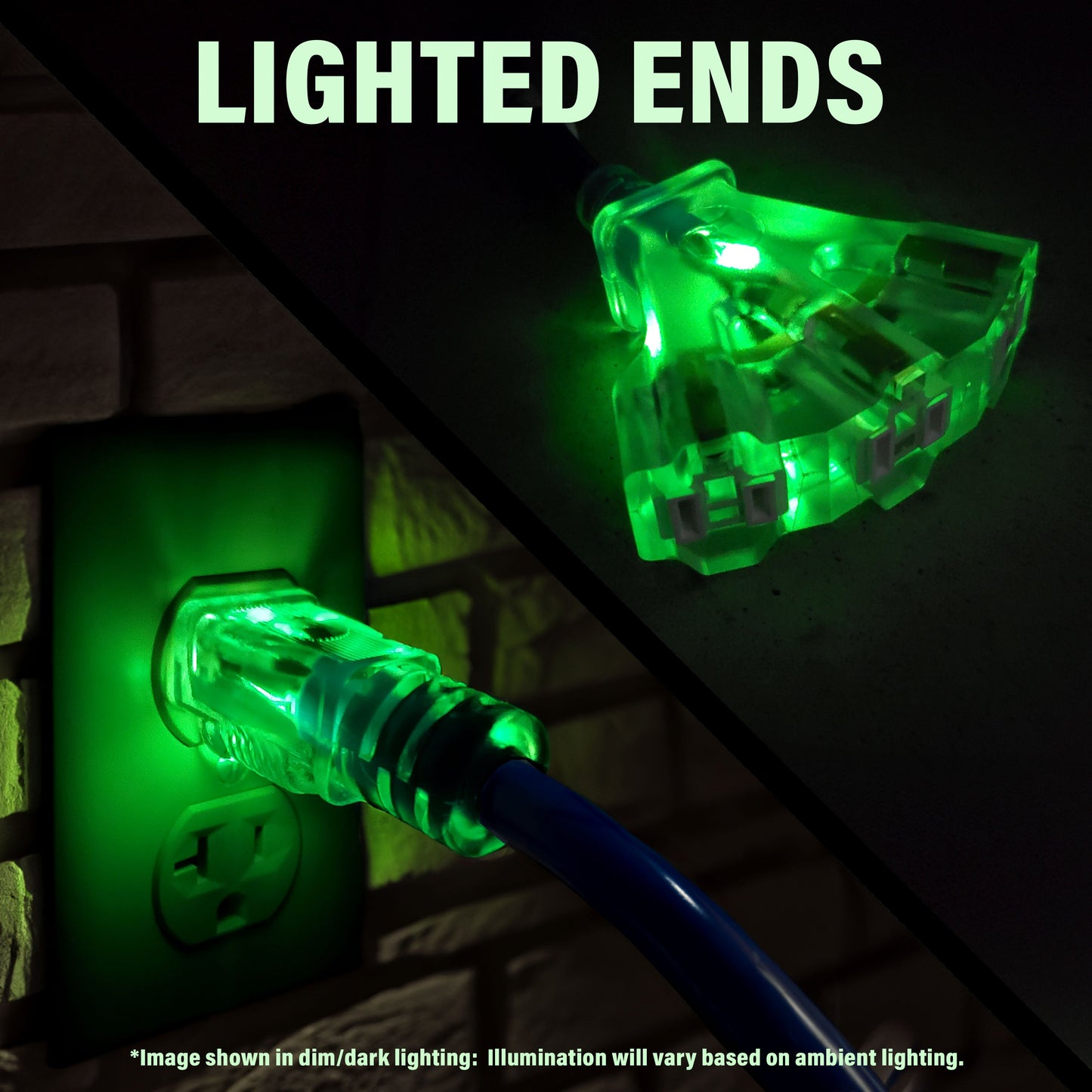 Lighted Plugs - Multi outlet Outdoor extension cord outdoor