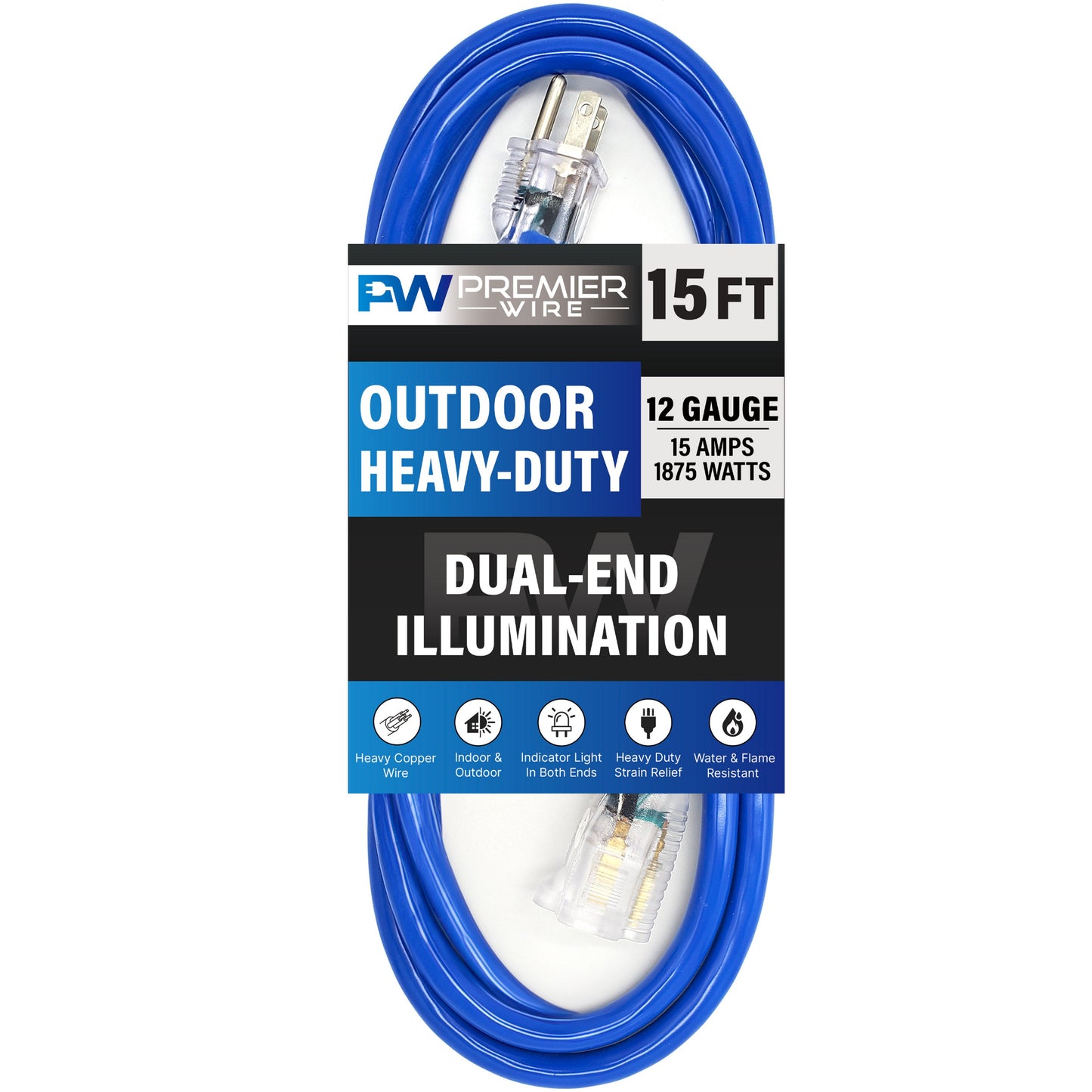 Outdoor Extension cord 12 gauge extension cord 15 ft