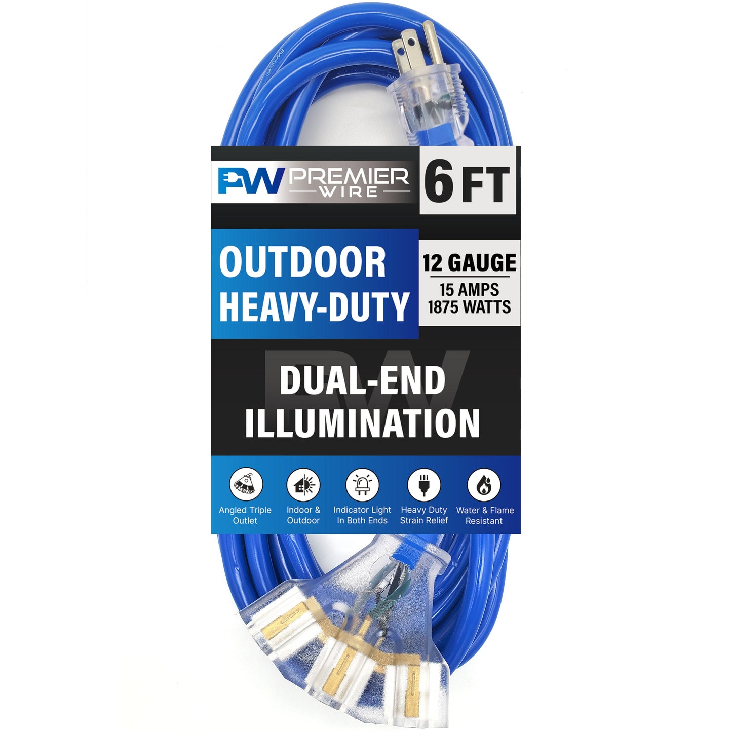 Outdoor Extension cord 12 gauge extension cord 6 ft