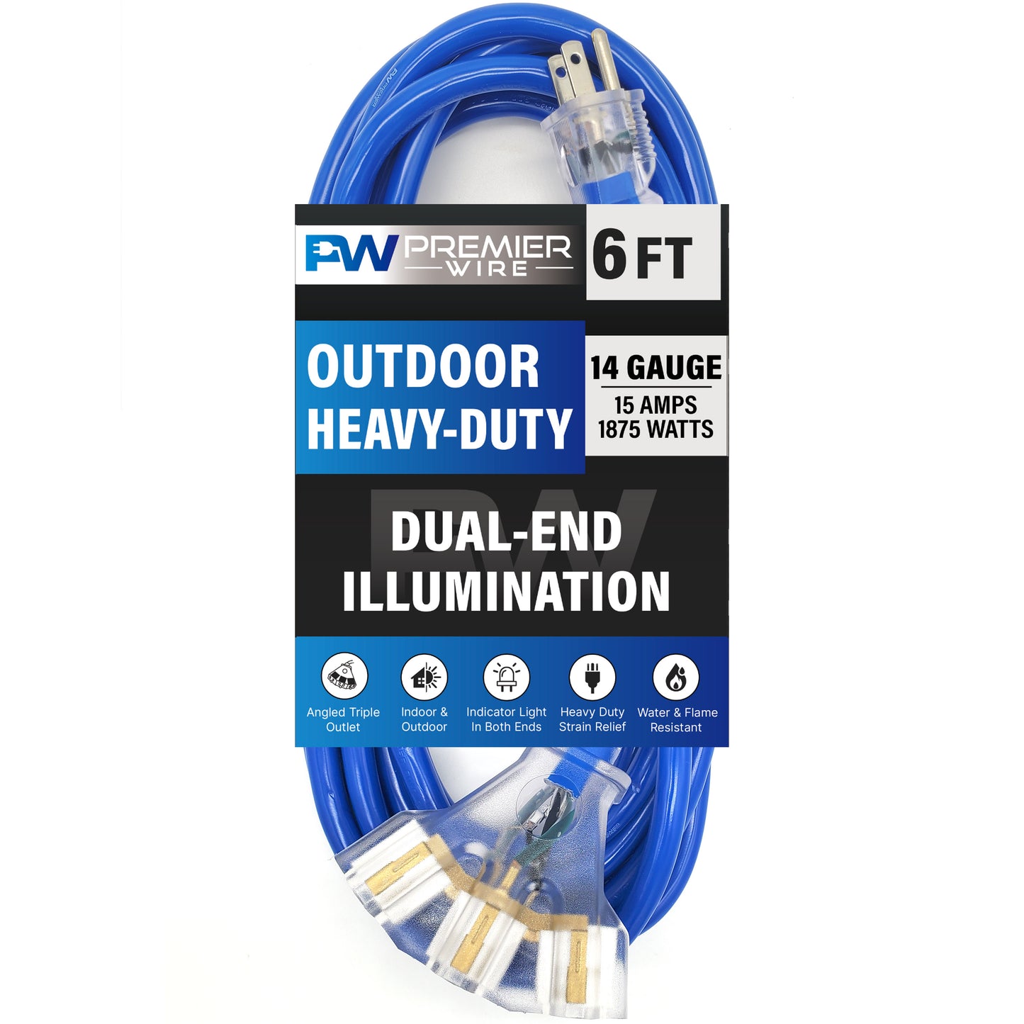 Outdoor Extension cord 14 gauge extension cord 6 ft