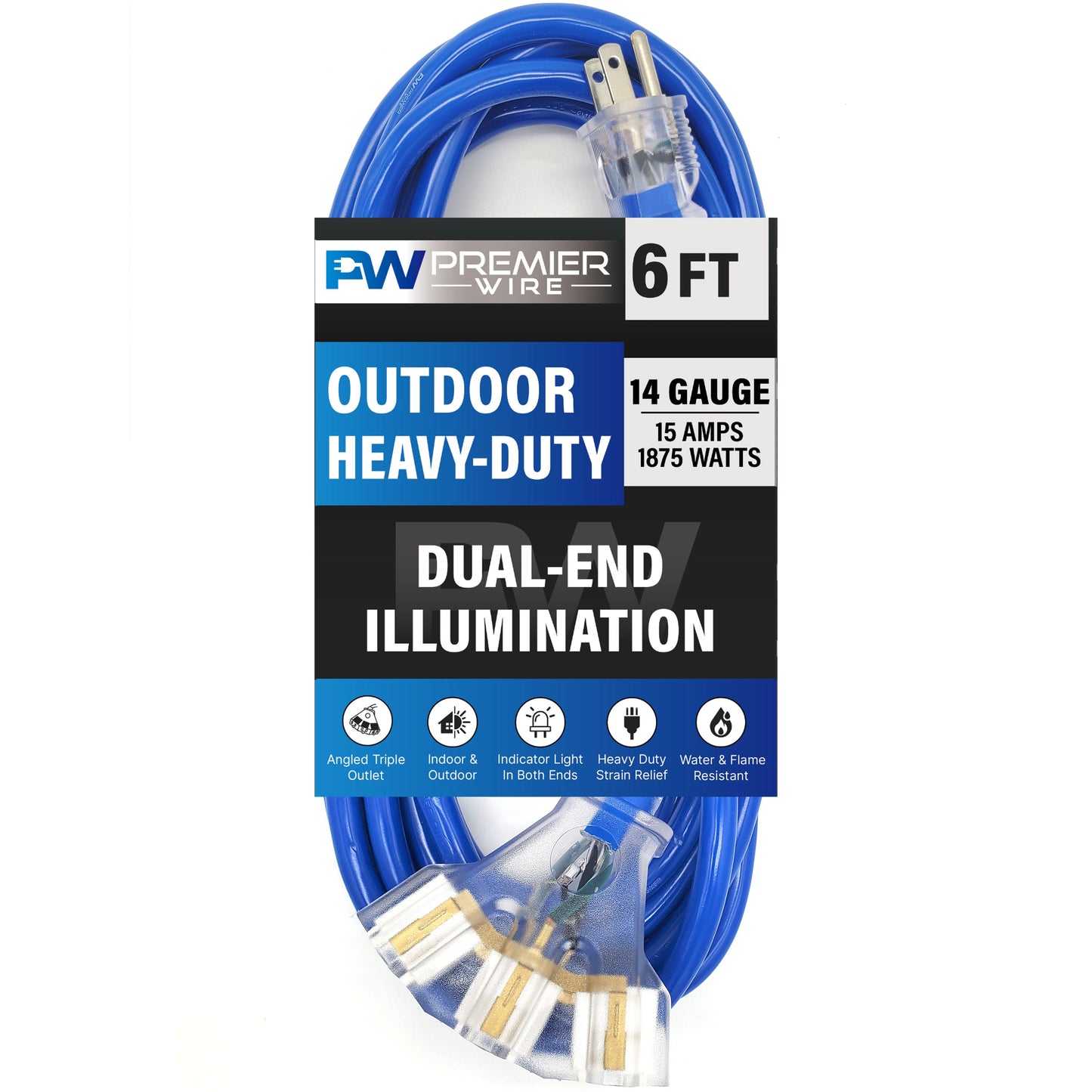 Outdoor Extension cord 14 gauge extension cord 6 ft