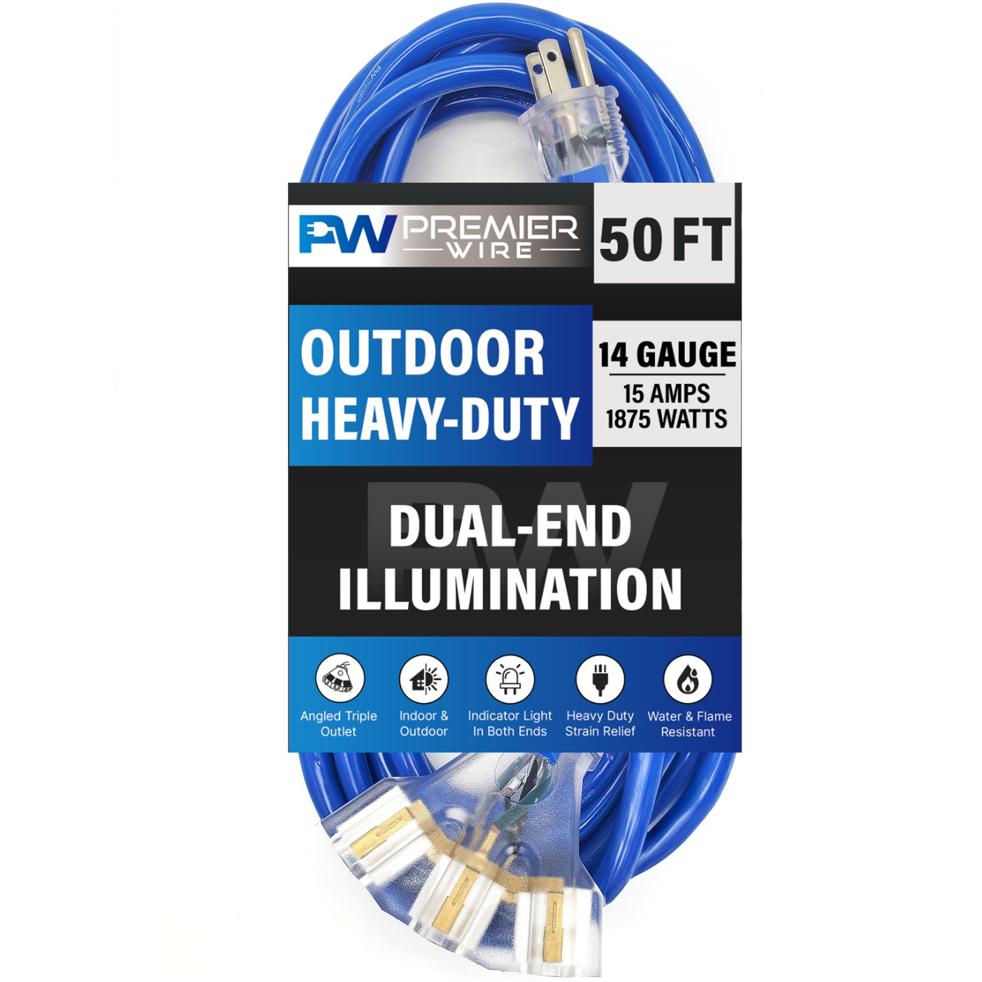 Outdoor Extension cord 14 gauge extension cord 50 ft